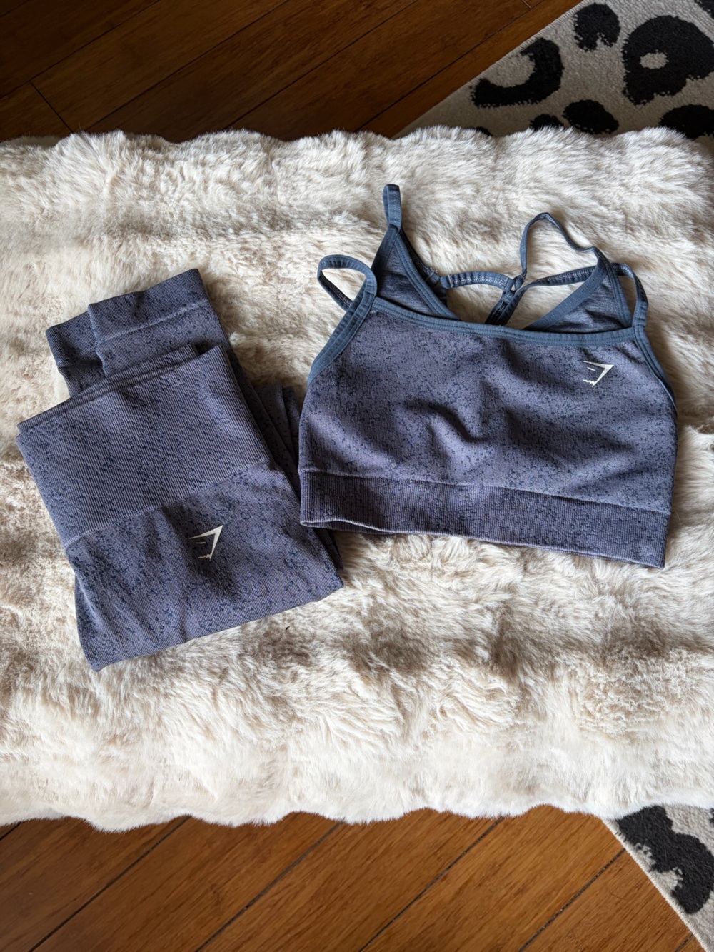 Gymshark Heather Navy Adapt Fleck Seamless Sports Bra and Leggings Set